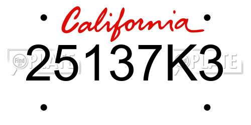 25137K3 California License Plate