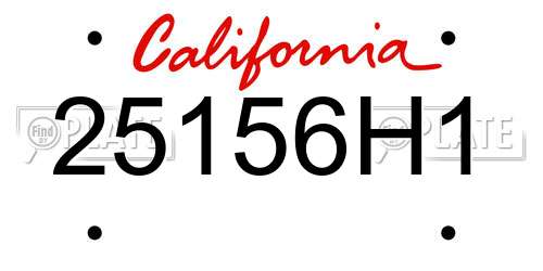 25156H1 California License Plate
