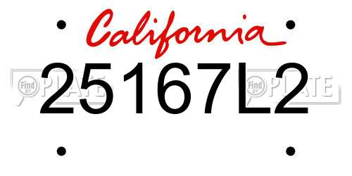 25167L2 California License Plate