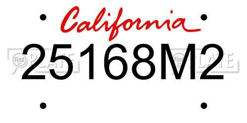25168M2 California License Plate