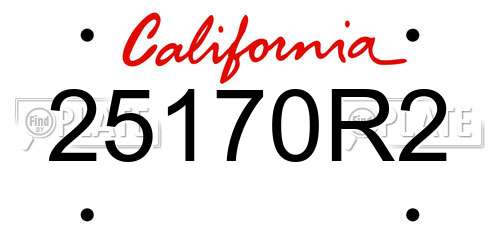 25170R2 California License Plate