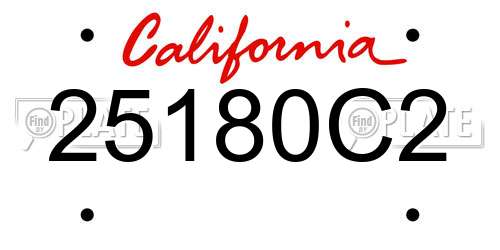25180C2 California License Plate