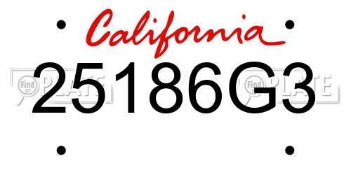 25186G3 California License Plate