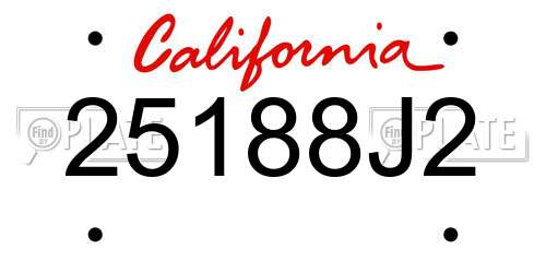 25188J2 California License Plate
