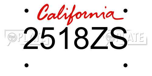 2518ZS California License Plate
