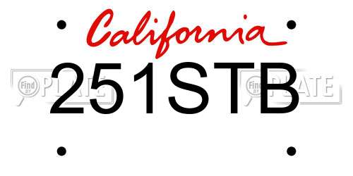 251STB California License Plate
