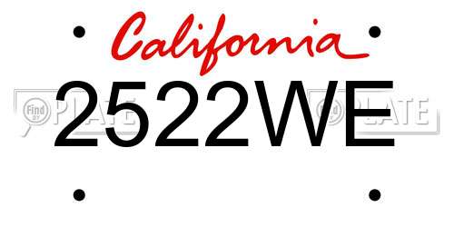 2522WE California License Plate