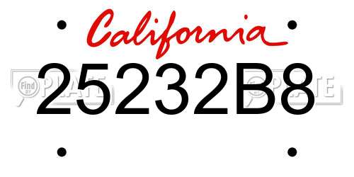 25232B8 California License Plate