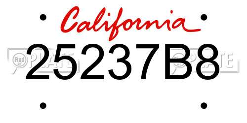 25237B8 California License Plate