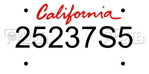 25237S5 California License Plate