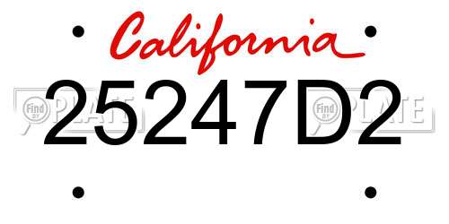 25247D2 California License Plate