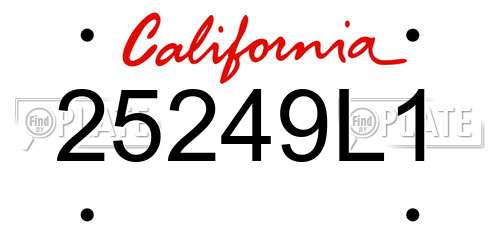25249L1 California License Plate