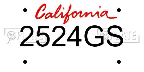 2524GS California License Plate