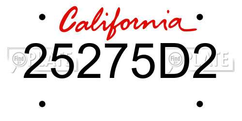25275D2 California License Plate