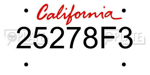 25278F3 California License Plate