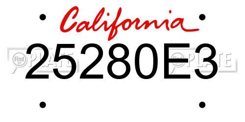 25280E3 California License Plate