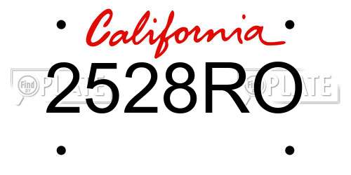 2528RO California License Plate