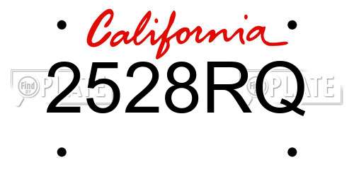 2528RQ California License Plate