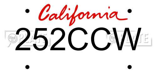 252CCW California License Plate