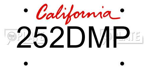 252DMP California License Plate