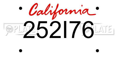 252I76 California License Plate