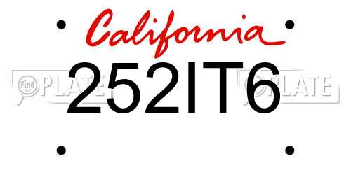 252IT6 California License Plate