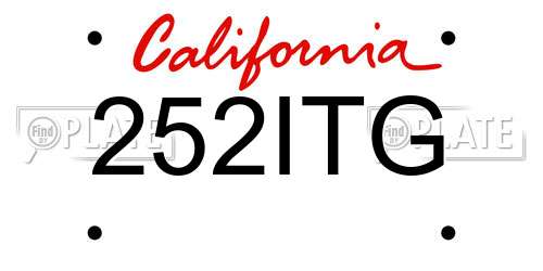 252ITG California License Plate