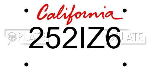 252IZ6 California License Plate