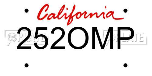 252OMP California License Plate
