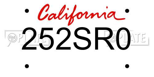 252SR0 California License Plate