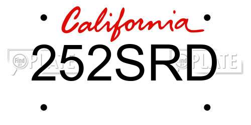 252SRD California License Plate