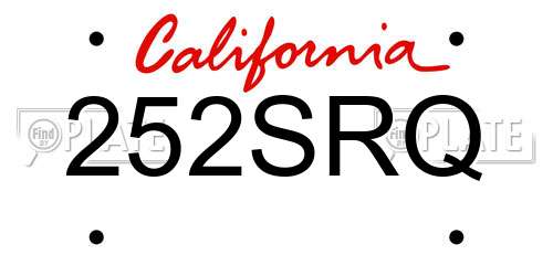 252SRQ California License Plate