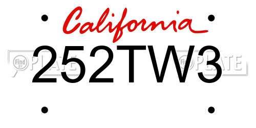 252TW3 California License Plate