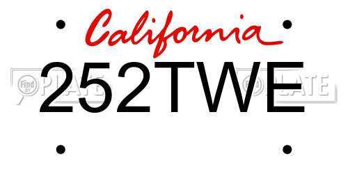 252TWE California License Plate