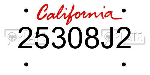 25308J2 California License Plate