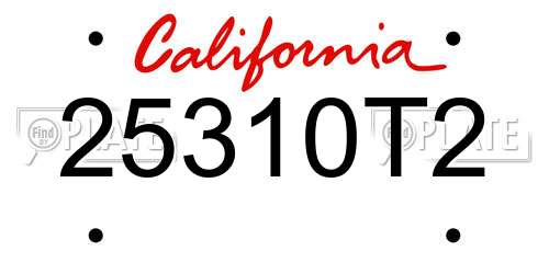 25310T2 California License Plate