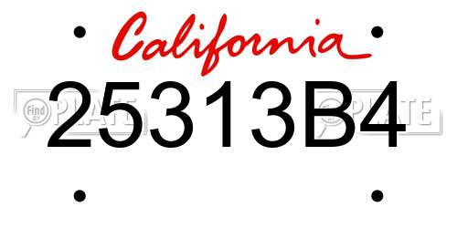 25313B4 California License Plate