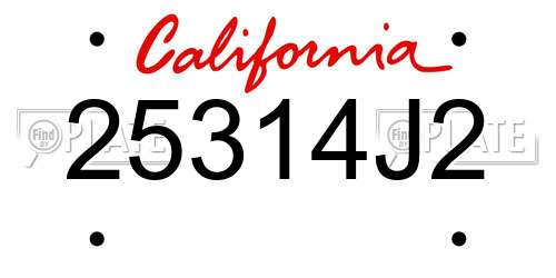 25314J2 California License Plate