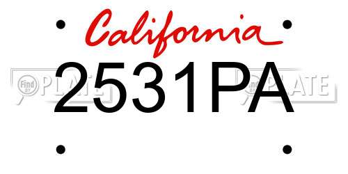 2531PA California License Plate
