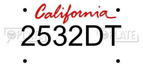 2532DT California License Plate