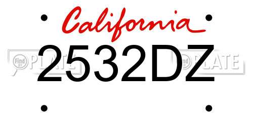 2532DZ California License Plate