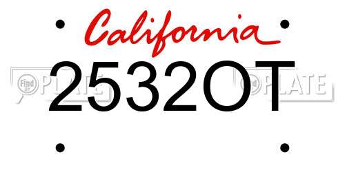 2532OT California License Plate