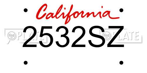 2532SZ California License Plate