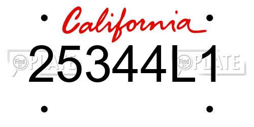 25344L1 California License Plate