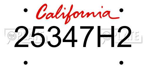 25347H2 California License Plate