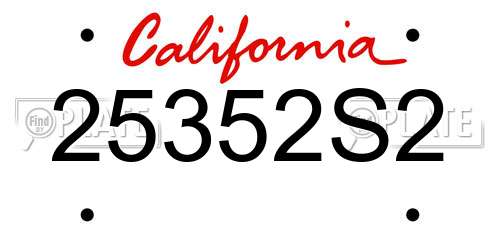25352S2 California License Plate