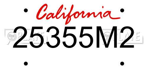 25355M2 California License Plate