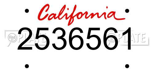 2536561 California License Plate