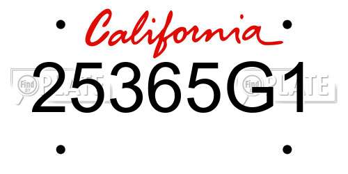 25365G1 California License Plate