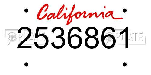 2536861 California License Plate